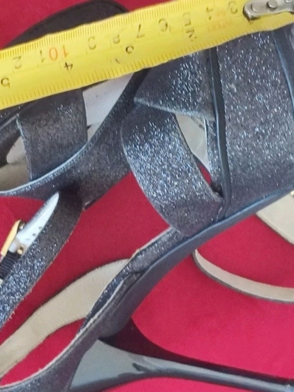 Michael Kors Wpmens Black Glitter Gideon Platform Stiletto Sandals Size 7.5M... - Picture 10 of 11